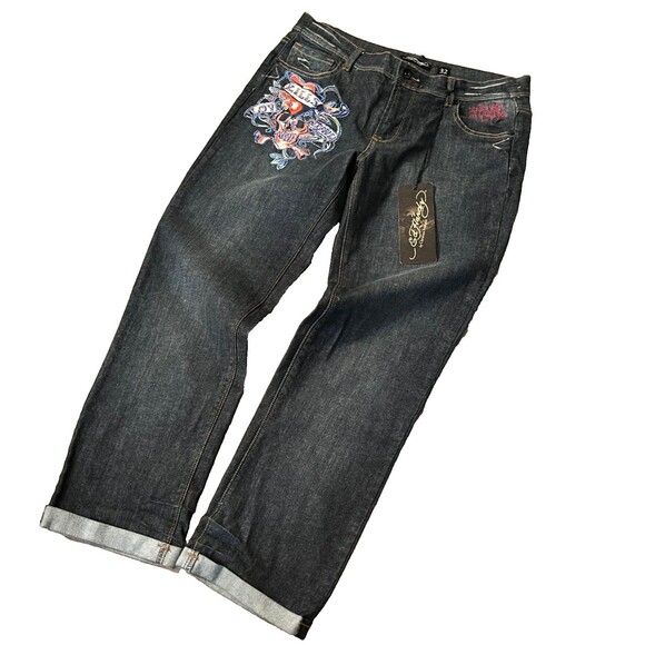 Ed Hardy by Christian Audigier Vintage y2k Women’s Jeans Size 32 NWT - Picture 1 of 12